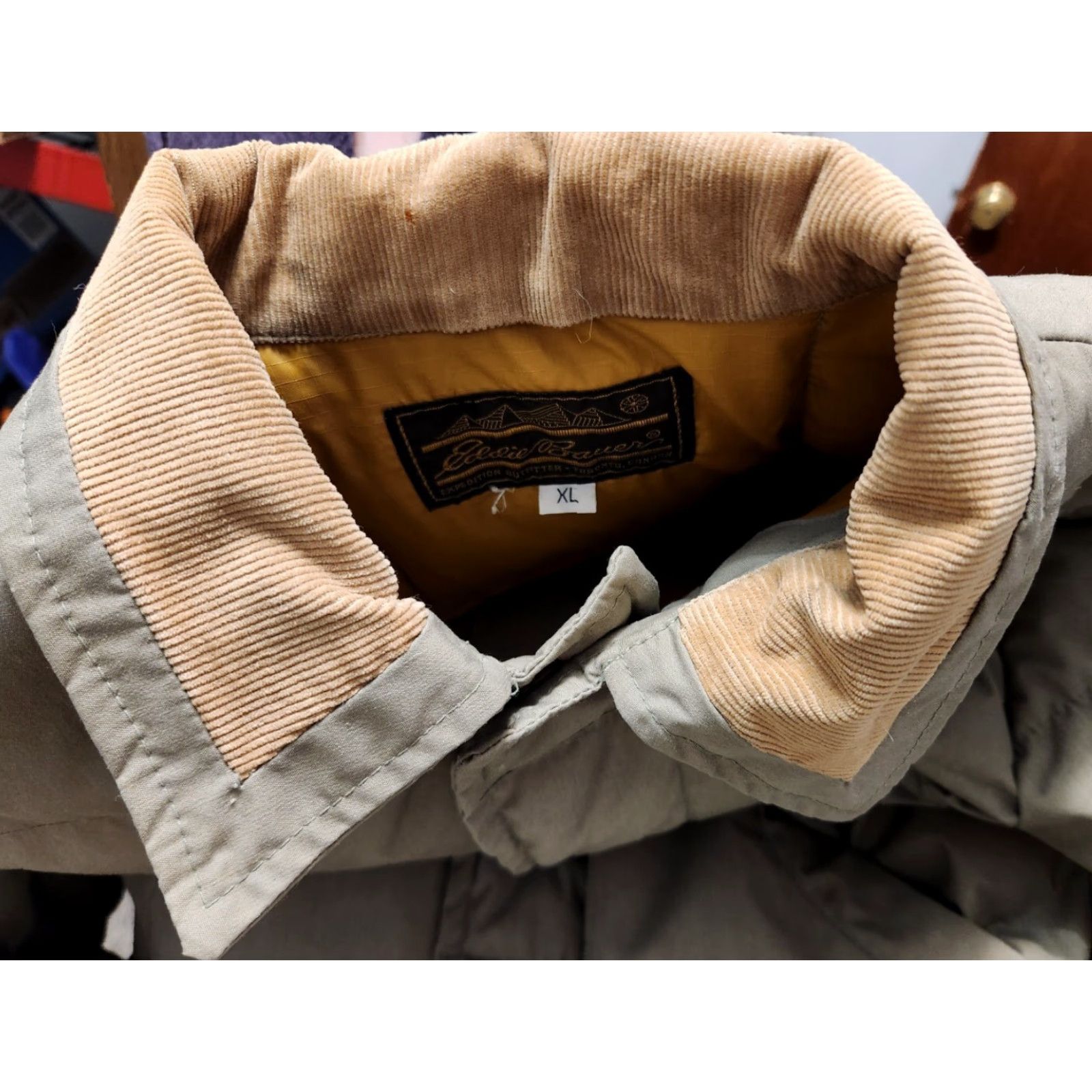 Eddie Bauer VINTAGE Eddie Bauer Goose Down Corduroy Collar Jacket Mens XL Beige Size US XL / EU 56 / 4 - 6 Thumbnail