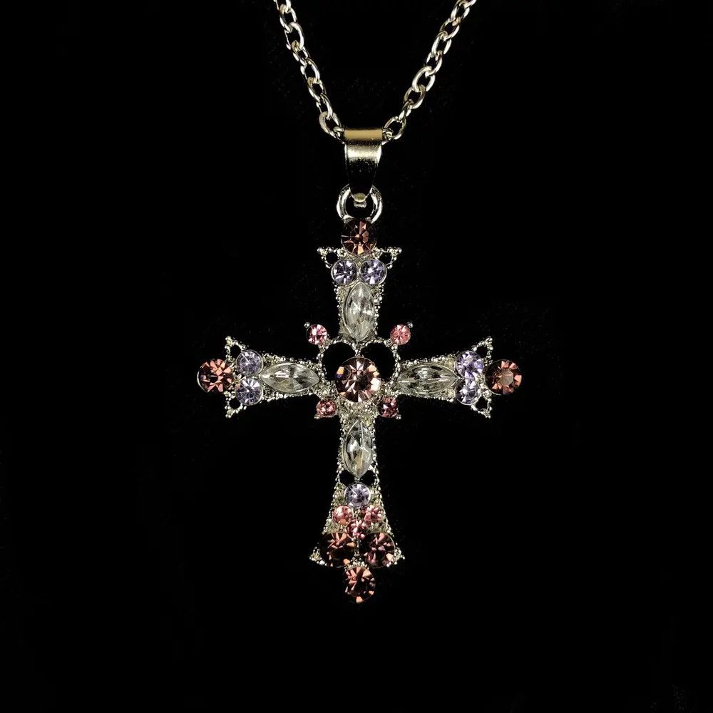 Jewelry Y2K Cross Crystal Necklace Chain Size ONE SIZE - 1 Thumbnail