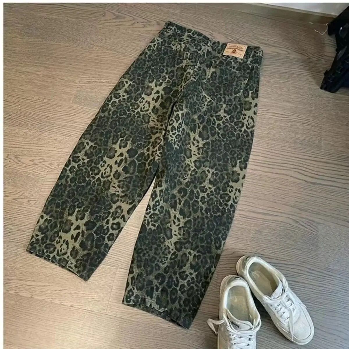 Baggy Leopard Print Denim