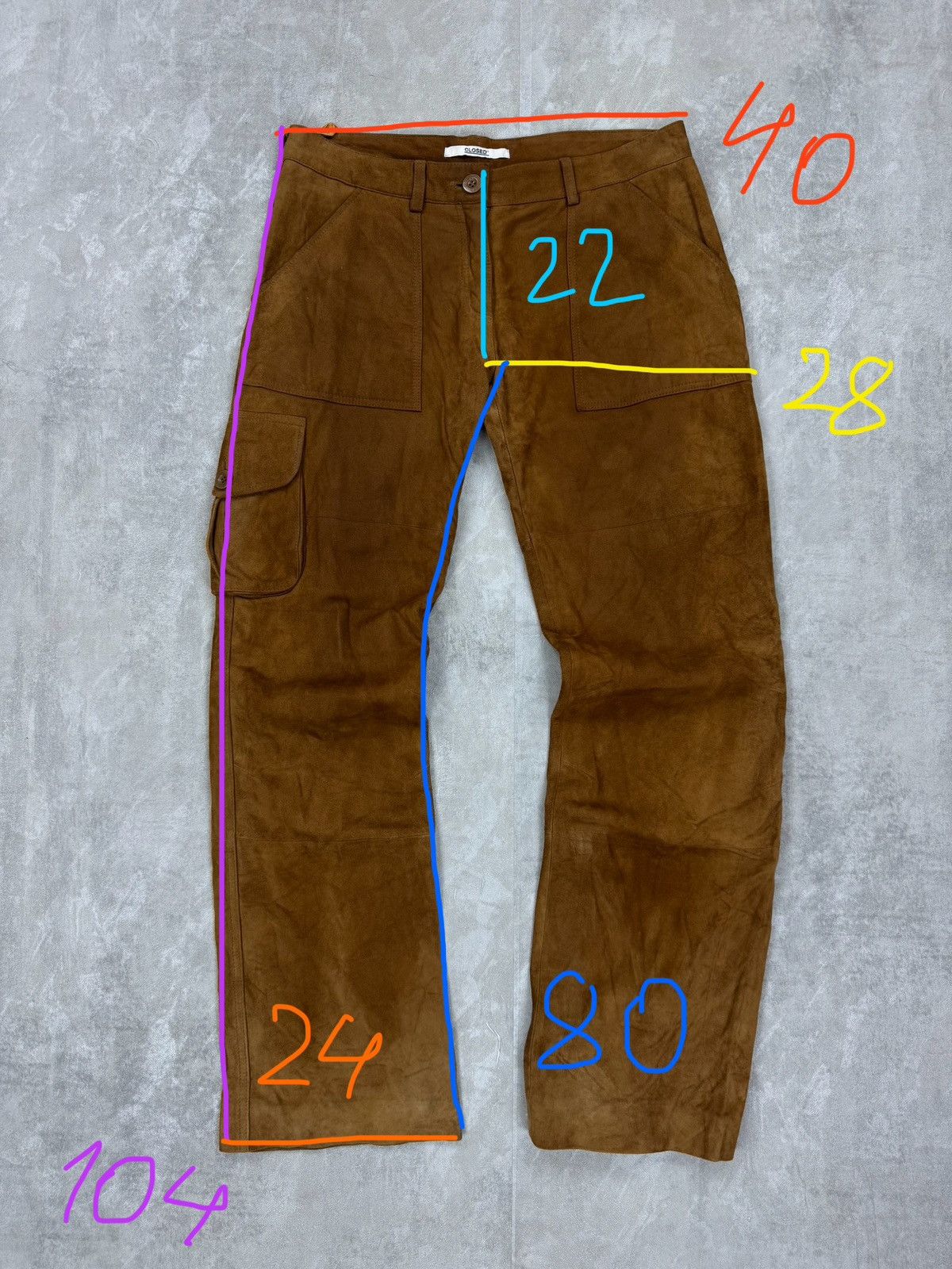 CLOSED Closed suede cargo fatigue pants cowgirl style avant garde Size 30" / US 8 / IT 44 - 16 Thumbnail