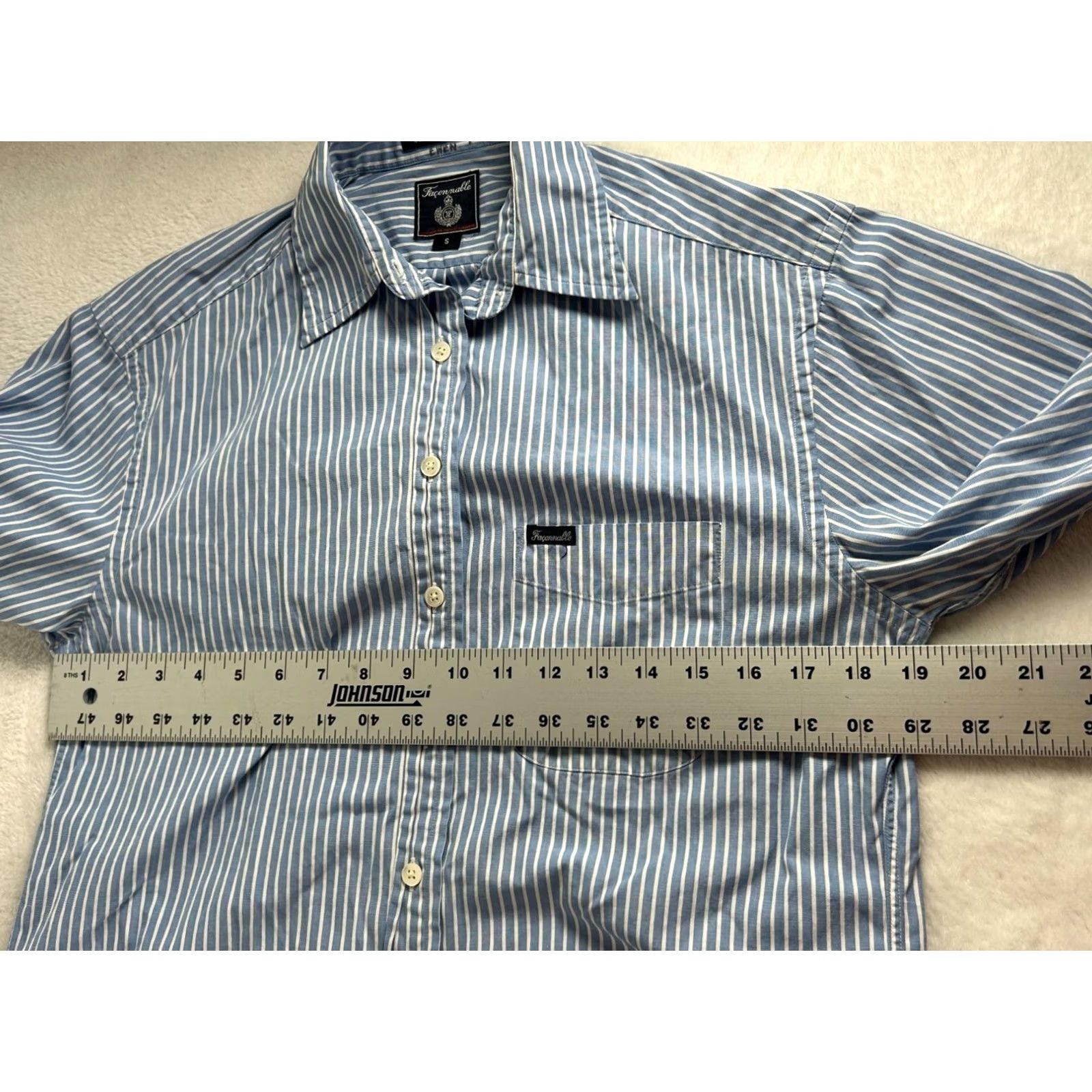 Faconnable Faconnable Womens Blue White Striped Button-Up Shirt Small Cotton Casual USA Size S / US 4 / IT 40 - 7 Thumbnail