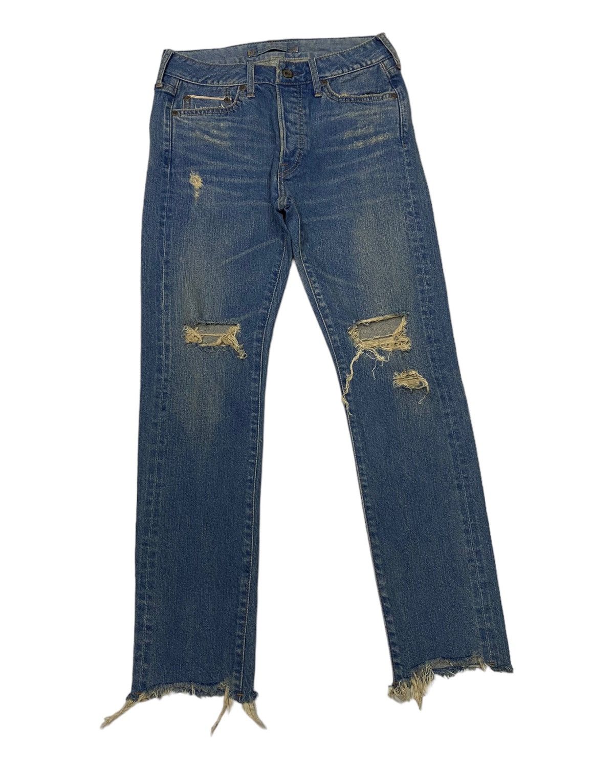 If Six Was Nine × Japanese Brand × Le Grande Bleu (L.G.B.) 🔥GOA NIMES SELVEDGE DISTRESS CUT LEG DENIM JEANS Size 26" / US 2 / IT 38 - 3 Thumbnail
