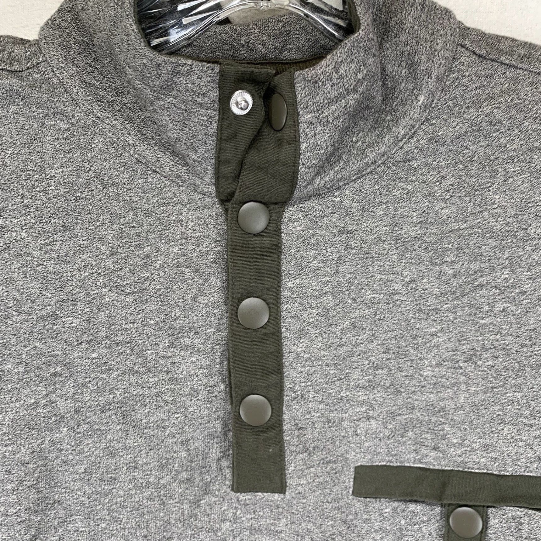 UNTUCKit UNTUCKit Parkson Snap Fleece Pullover Mens Gray Green Size M Sweater Casual Travel Lightweight Mock Neck Solid Cotton Polyester Regular Knit - Mens Size US M / EU 48-50 / 2 - 5 Thumbnail
