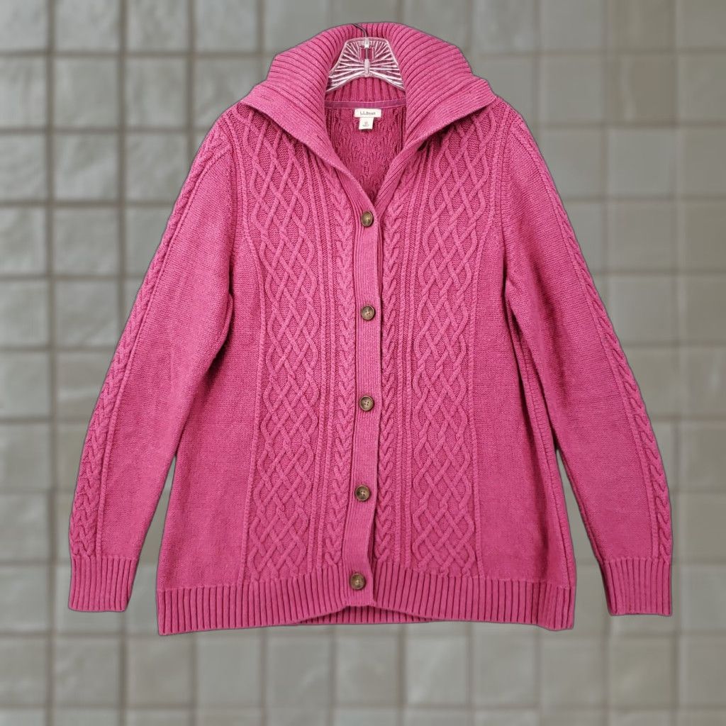 Llbean Signature Ll Bean Shawl Collar Cardigan LL Bean Sweater Mens Large  Tall Brown Lambswool Button, image size:1024x1024