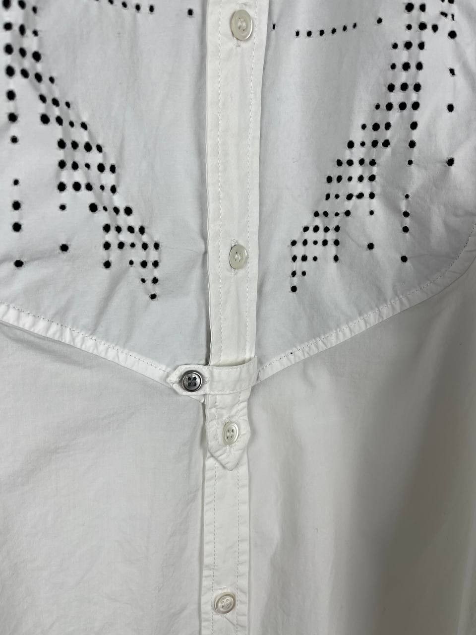 Diesel DIESEL White Dress Shirt Perforated Front & Back Detail Size US L / EU 52-54 / 3 - 6 Thumbnail