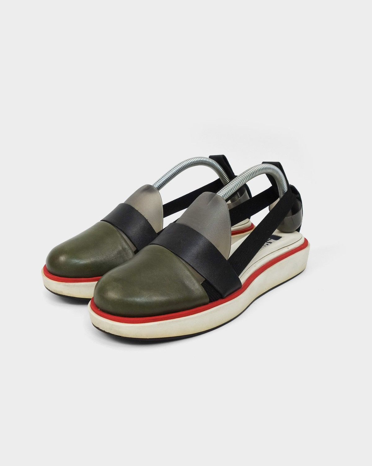 【関税＆送料込み】Jil Sander Chimera Green Leather Mules Jil Sander 50mm Studded Mules | Green | FARFETCH
