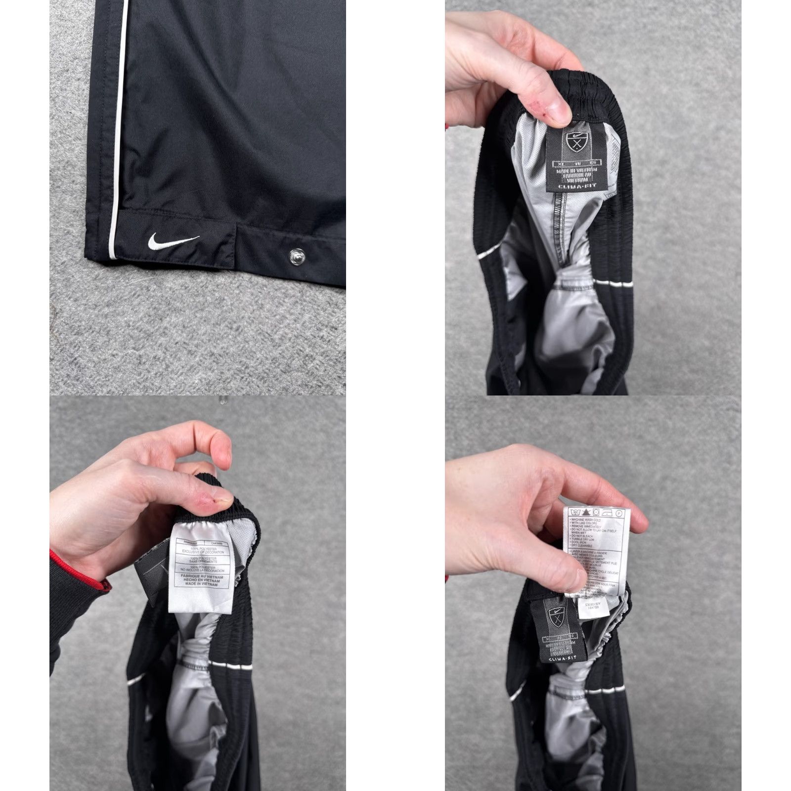 VINTAGE Nike Golf Pants Mens XL Black Clima-Fit Windbreaker Track Athletic Lined Baggy