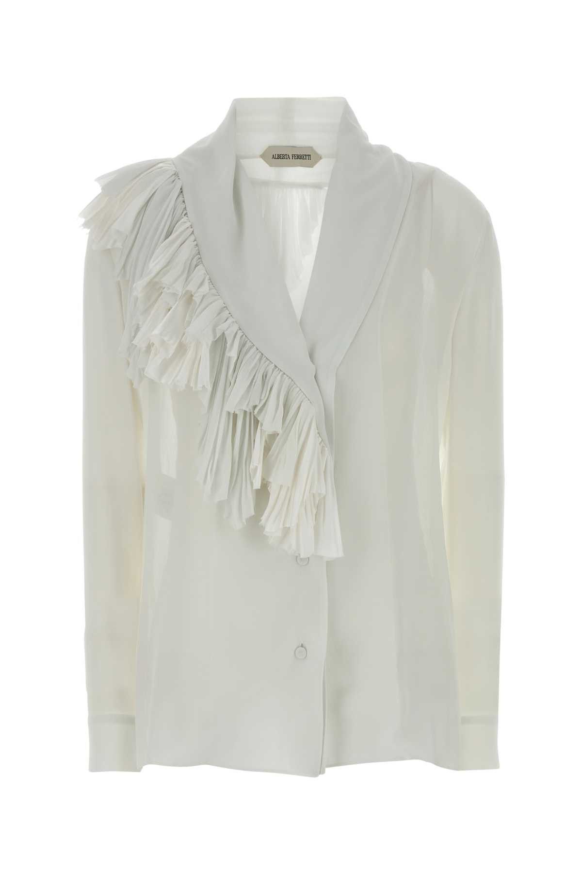 Alberta Ferretti White Crepe Shirt Size XS / US 0-2 / IT 36-38 - 1 Thumbnail