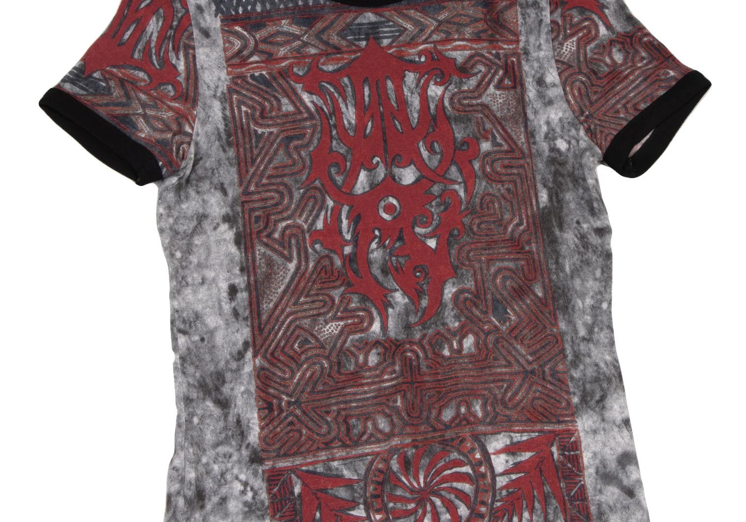 Jean Paul Gaultier Tribal Print Ringer T-Shirt in Black, White, and Red Size US M / EU 48-50 / 2 - 5 Thumbnail