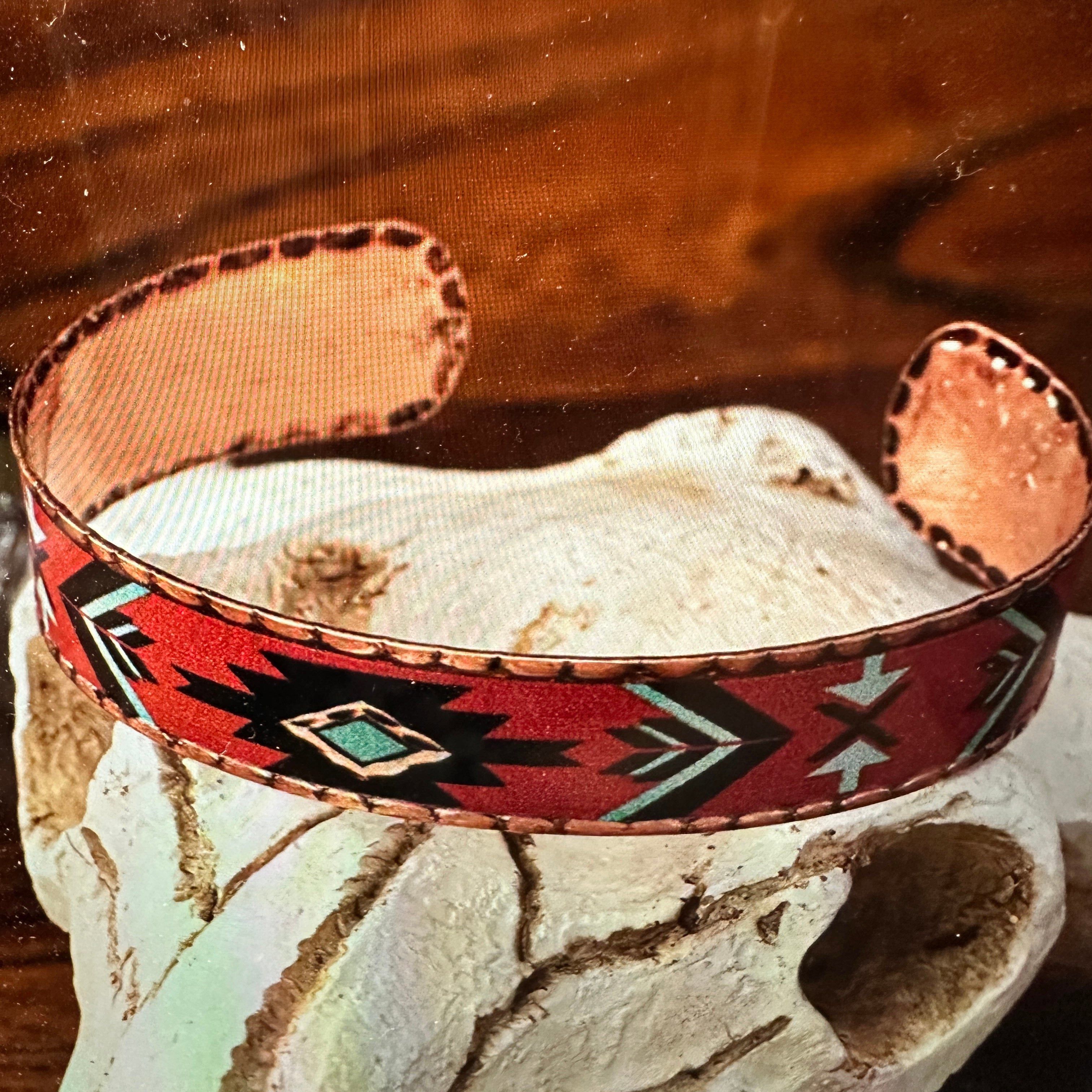 Other Handmade Boho Native American Aztek Copper Narrow Cuff Brace Size ONE SIZE - 9 Thumbnail