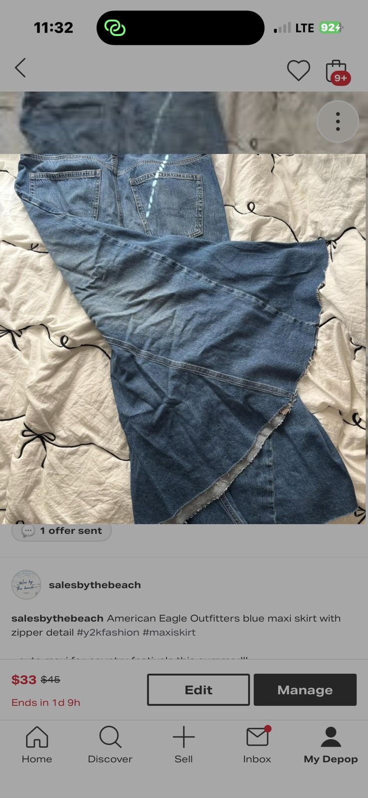 American Eagle Outfitters Jean maxi skirt Size 30" / US 8 / IT 44 - 2 Thumbnail