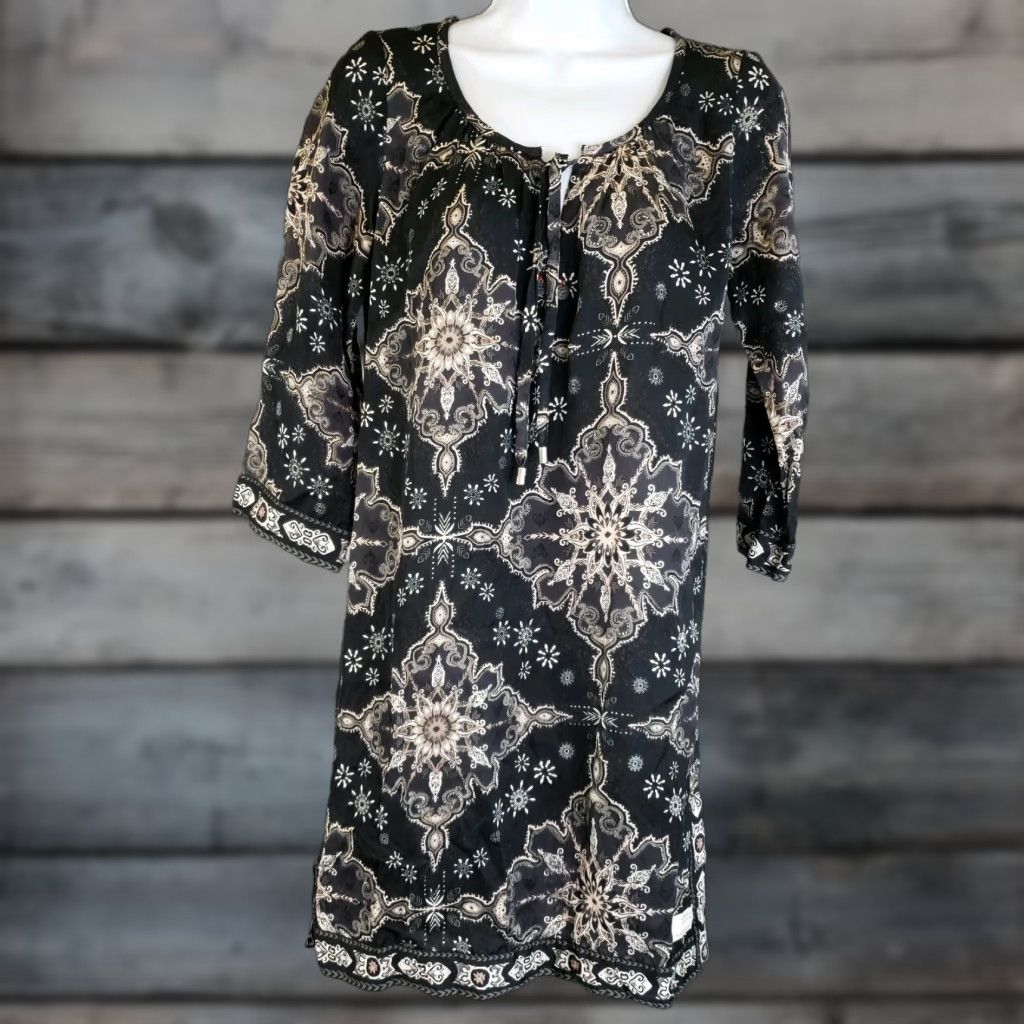 Vintage Odd Molly Womens Afternoon Delight Dress 3/4 Sleeve Small Black Viscose Shift Knee Length Dress Womens S Black 3/4 Sleeve Vintage No Size S / US 4 / IT 40 - 1 Thumbnail
