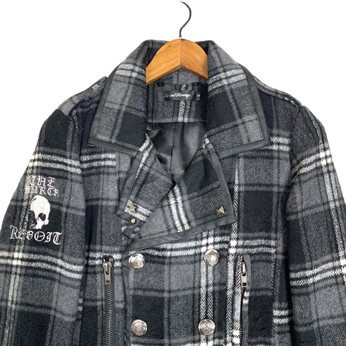 Japanese Brand Vintage Sexpot Revenge Punk Wool Double Breasted Trench Coat Size M / US 6-8 / IT 42-44 - 3 Thumbnail