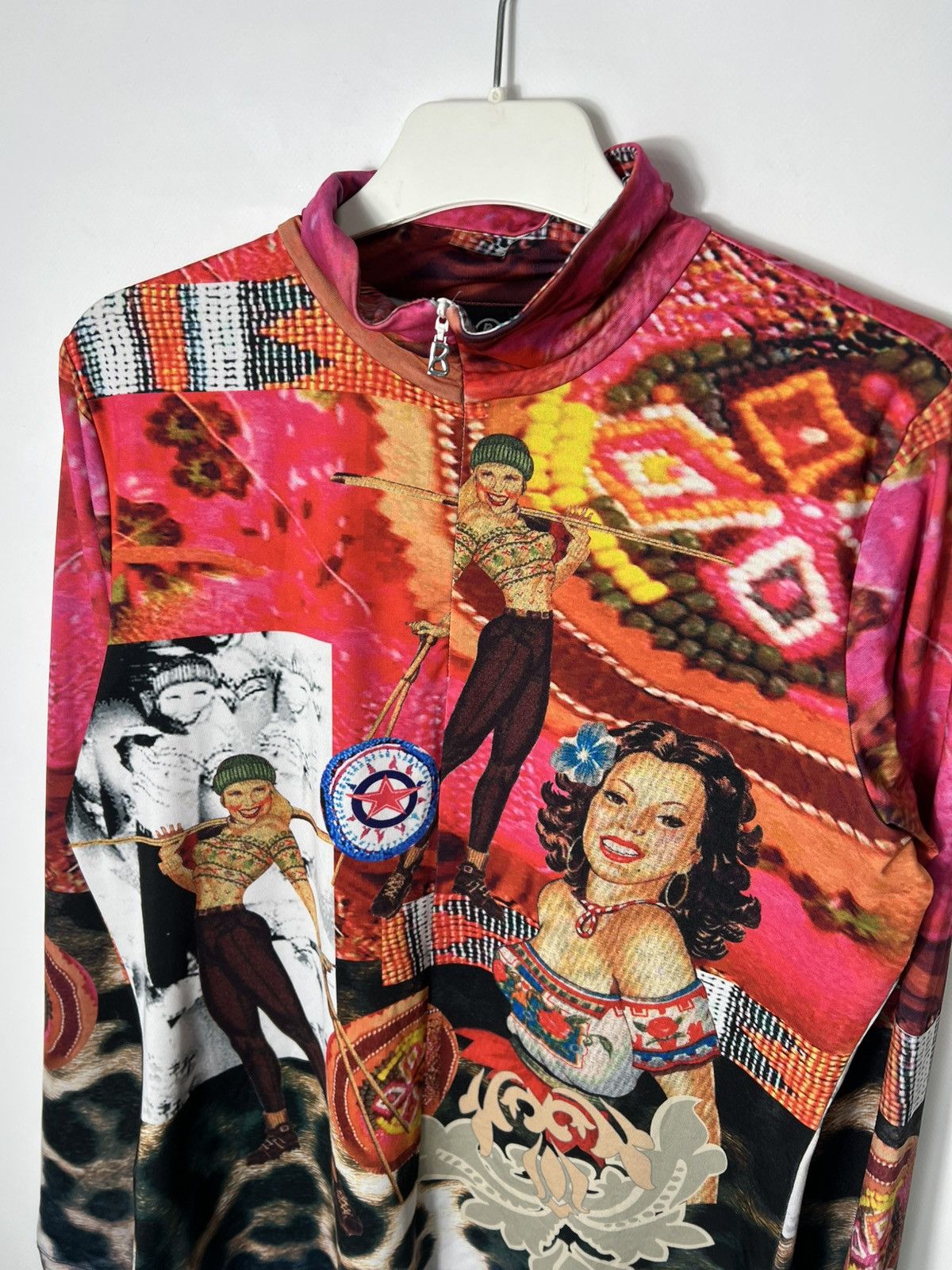Bogner Bogner Y2K Graphic High Neck Zip Top Vintage Statement Print Size L / US 10 / IT 46 - 2 Thumbnail