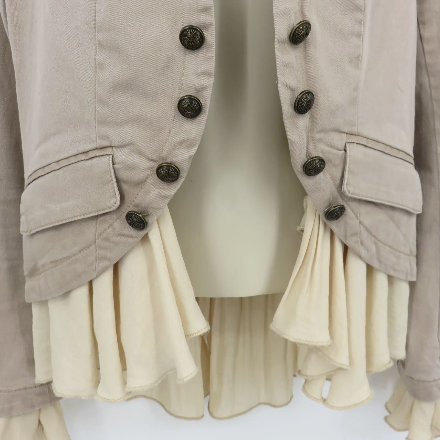 Free People Free People Jacket Women XS Natural Beige Romantic Ruffles Pockets OB 527371 Size XS / US 0-2 / IT 36-38 - 4 Thumbnail