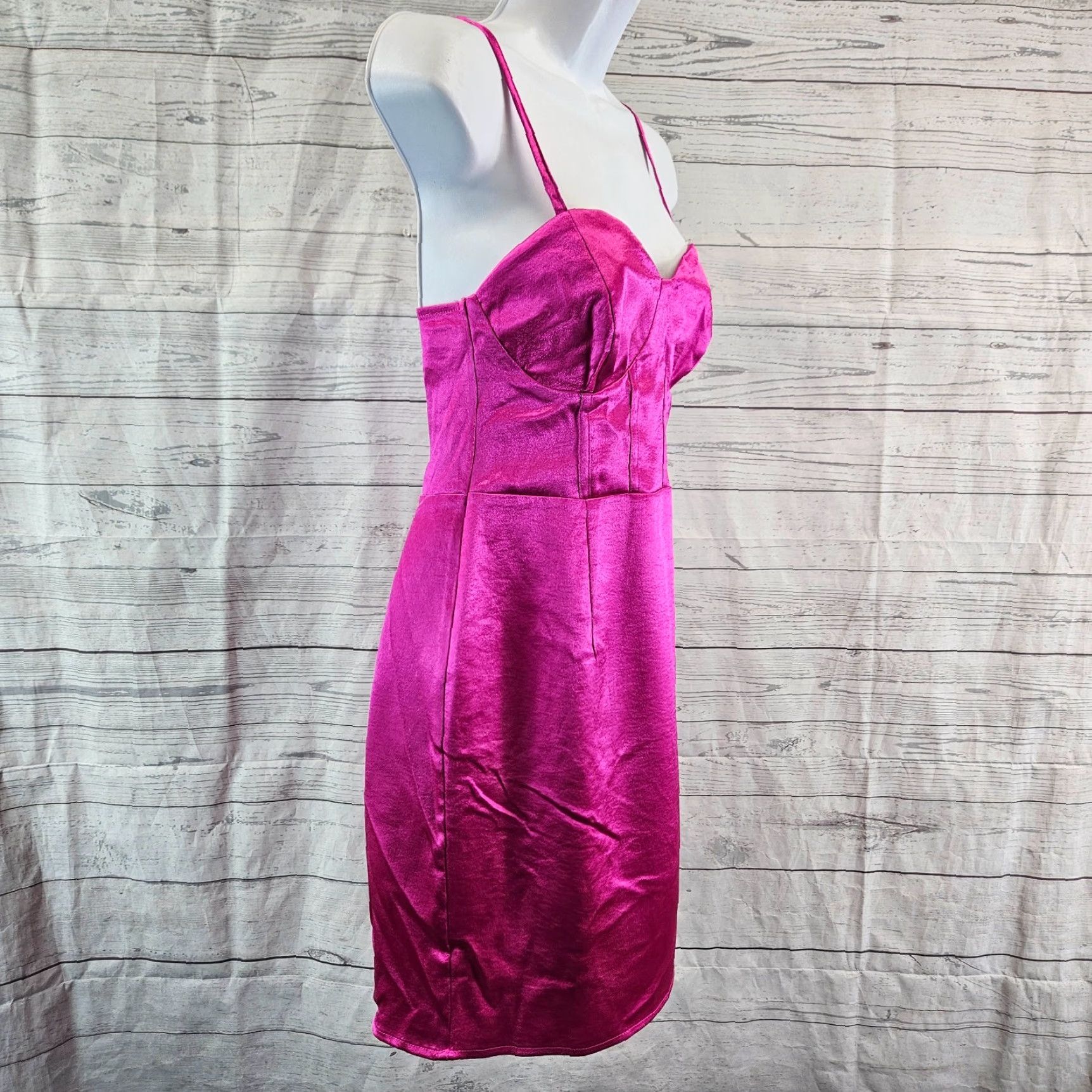 Vintage Wild Fable Womens Dress Small Solid Pink Lace Up Back Sleeveless Spaghetti Strap Bodycon Size S / US 4 / IT 40 - 3 Thumbnail