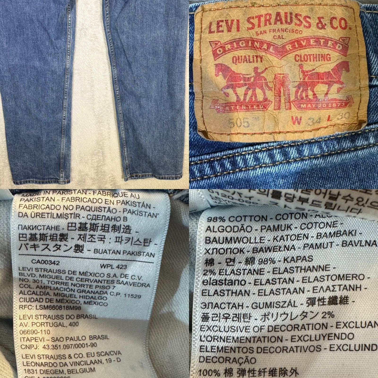 Levi's Levi’s 505 Jeans Men 34x30 Regular Fit Mid Rise Straight Blue Denim Classic Size US 34 / EU 50 - 8 Thumbnail