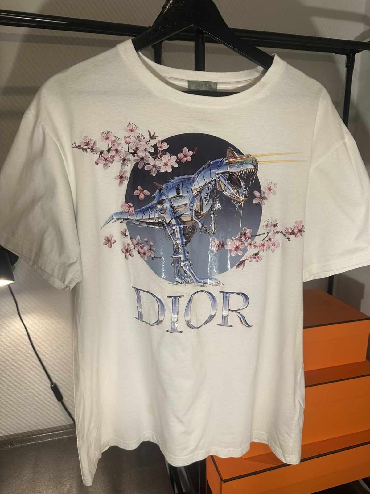 Dior Dior x Sorayama Robot Dinosaur Sakura T-shirt White M Size US M / EU 48-50 / 2 - 1 Thumbnail