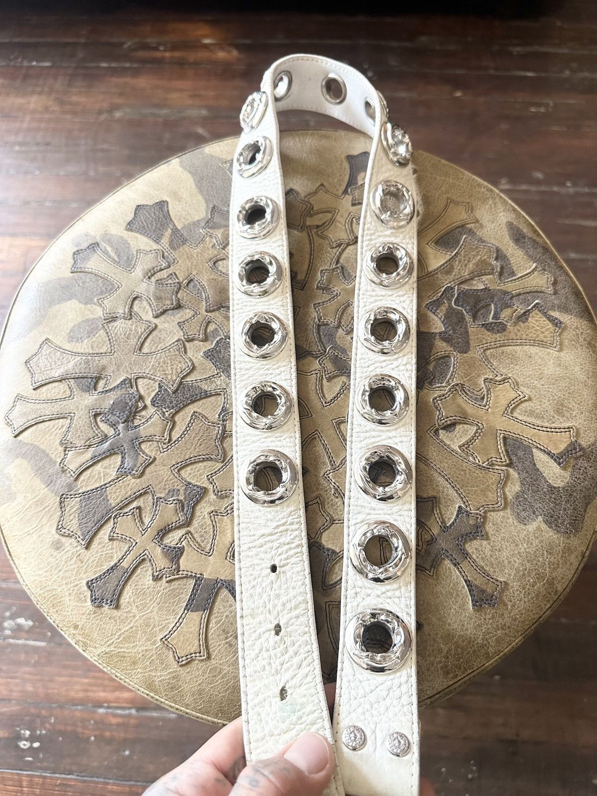 Chrome Hearts Chrome Hearts 32-34 GOTHIC WHITE GOTH SILVER BELT Size 32 - 1 Thumbnail
