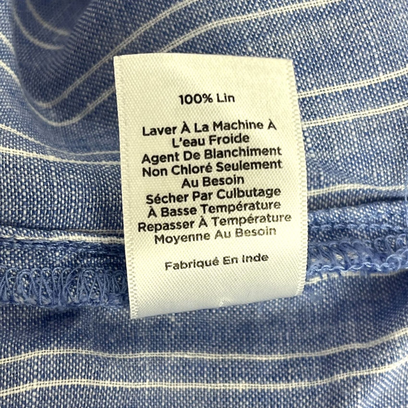 Talbots Talbots Top Women's Small Blue White Striped Linen Off Shoulder Button Front Shirt Womens Small Blue White Striped Linen Off Shoulder Button Front Size S / US 4 / IT 40 - 7 Thumbnail