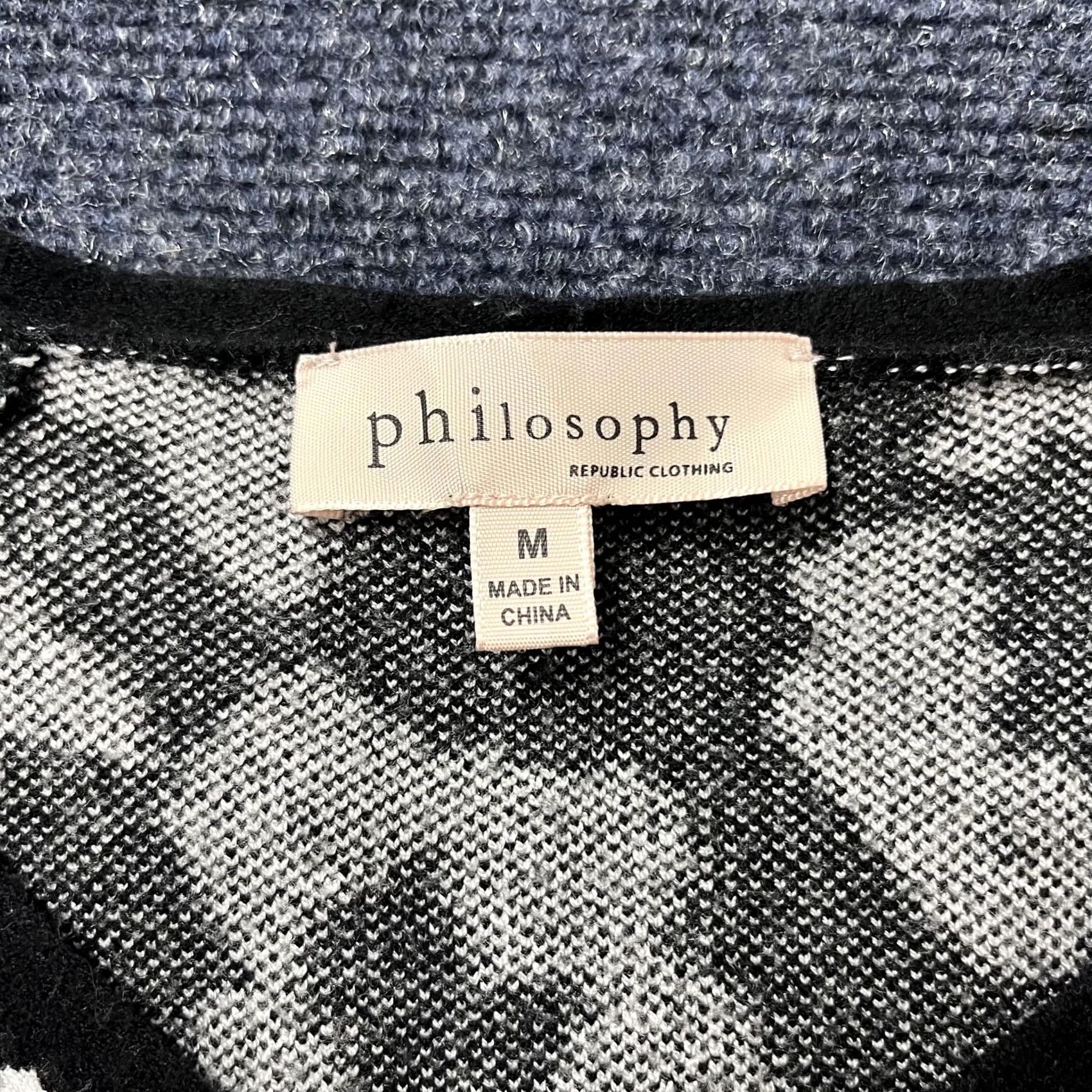 Vintage Philosophy Sweater Womens Medium Black White Leopard Print V Neck Pullover Size M / US 6-8 / IT 42-44 - 3 Thumbnail