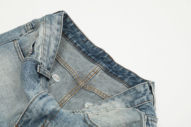 Vintage American-style light blue ripped flared jeans Size US 32 / EU 48 - 4 Thumbnail