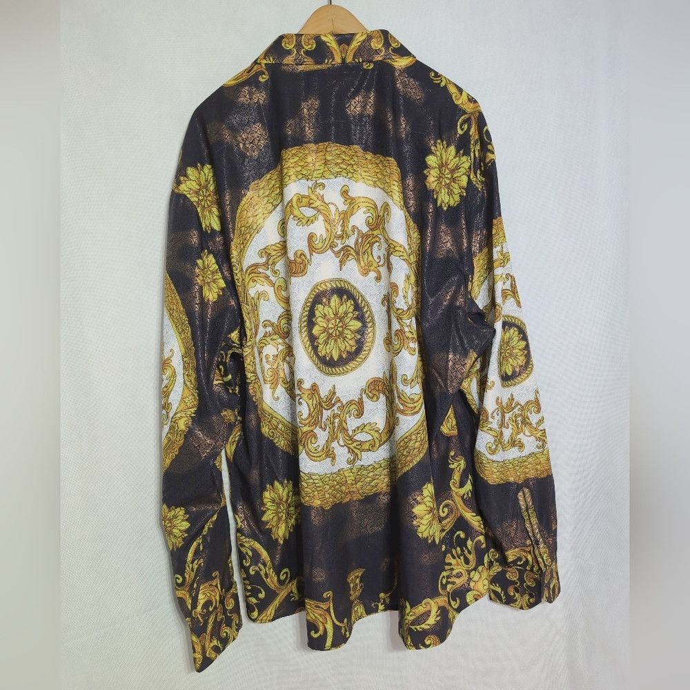 Designer Italian Baroque Print Club Shirt Gold Designs Sz 8XL Size US XXL / EU 58 / 5 - 2 Thumbnail