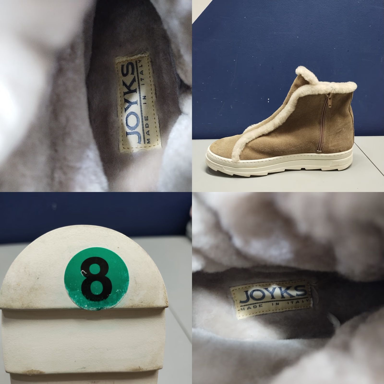 Vintage Joyks Ankle Winter Boots Womens Size 8 White Brown Suede Fur Lined Side Zip Holiday Snow Boot Mens? Size US 8 / IT 38 - 8 Thumbnail