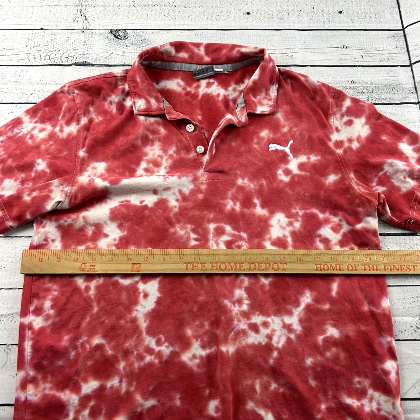 Puma PUMA Short Sleeve Tie Dye Golf Polo Shirt Men's M Red White Shirt Mens Short Sleeve Polo Tie Dye Golf Shirt Size US M / EU 48-50 / 2 - 5 Thumbnail