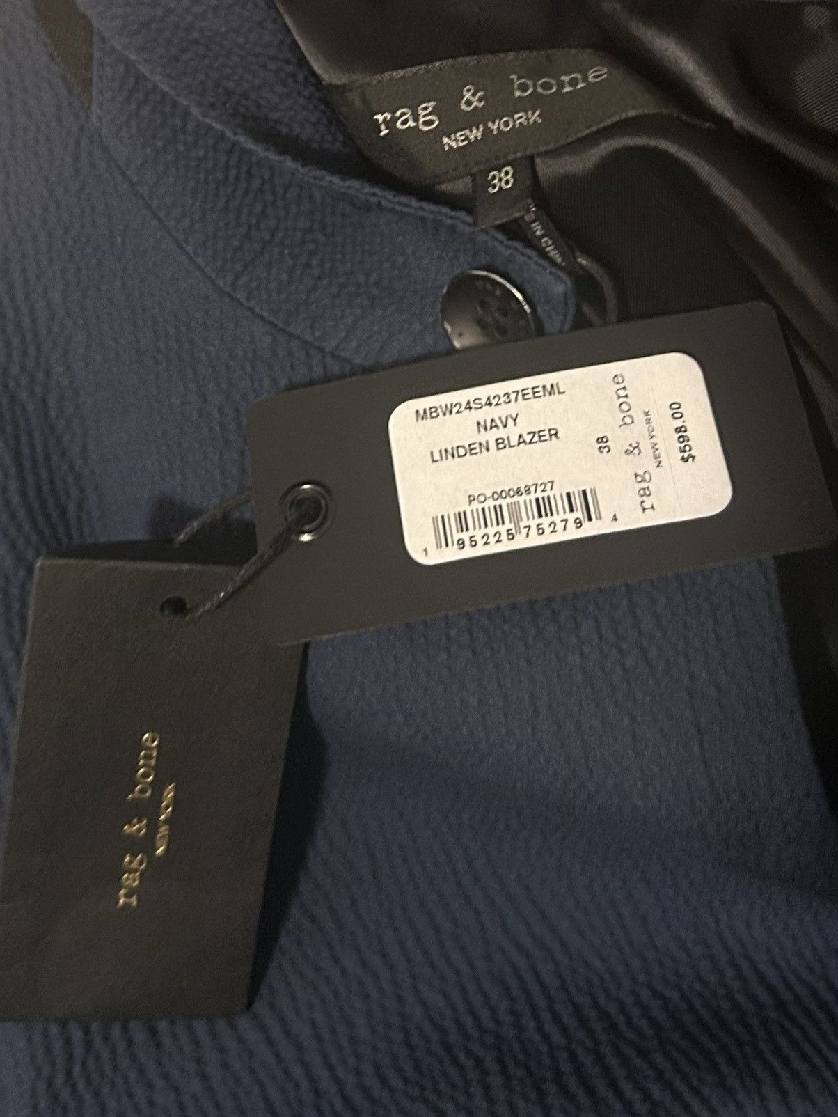 Rag & Bone Rag & Bone Navy Blue Linden Seersucker Blazer Sport Coat 38R Size 38R - 5 Thumbnail