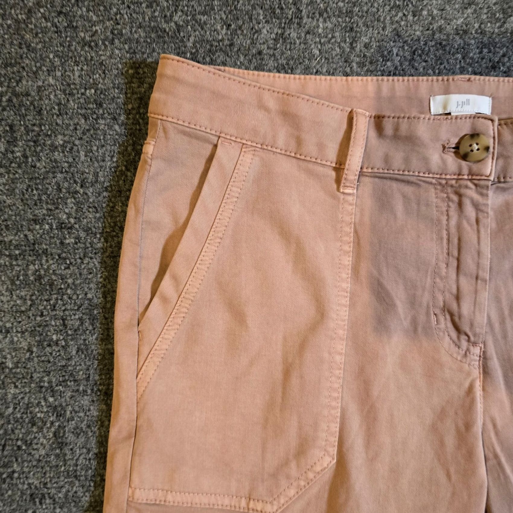 J. Jill J. Jill Pants Women 12P Pink Cargo Tapered Cropped Flap Pockets Casual Knit Cotton Spandex Size 34" / US 12 / IT 48 - 3 Thumbnail