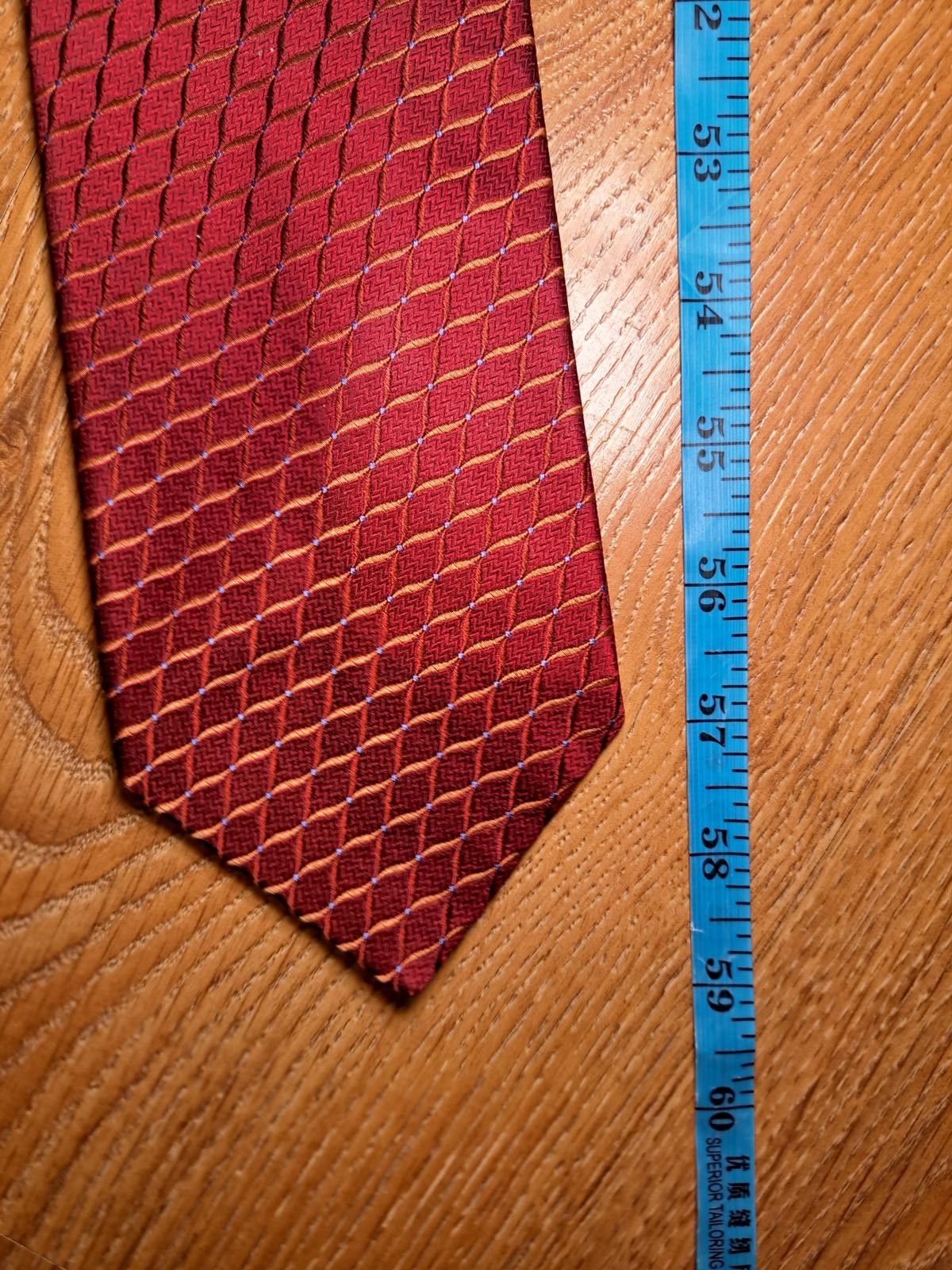 Ike Behar Ike Behar 100% Silk Tie Red Herringbone Handmade in USA Size ONE SIZE - 6 Thumbnail