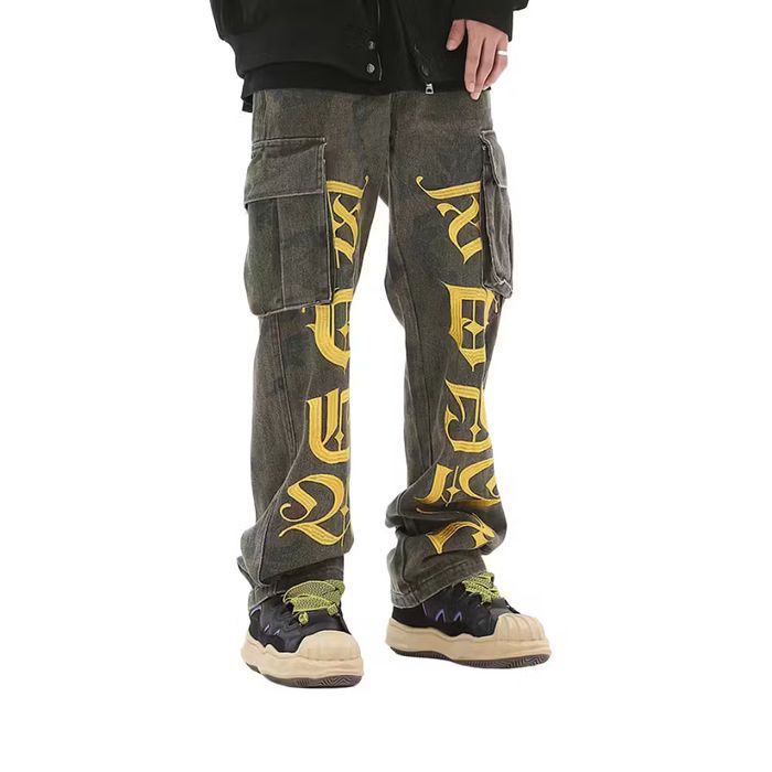 Star Letter Graphic Cargo Jeans
