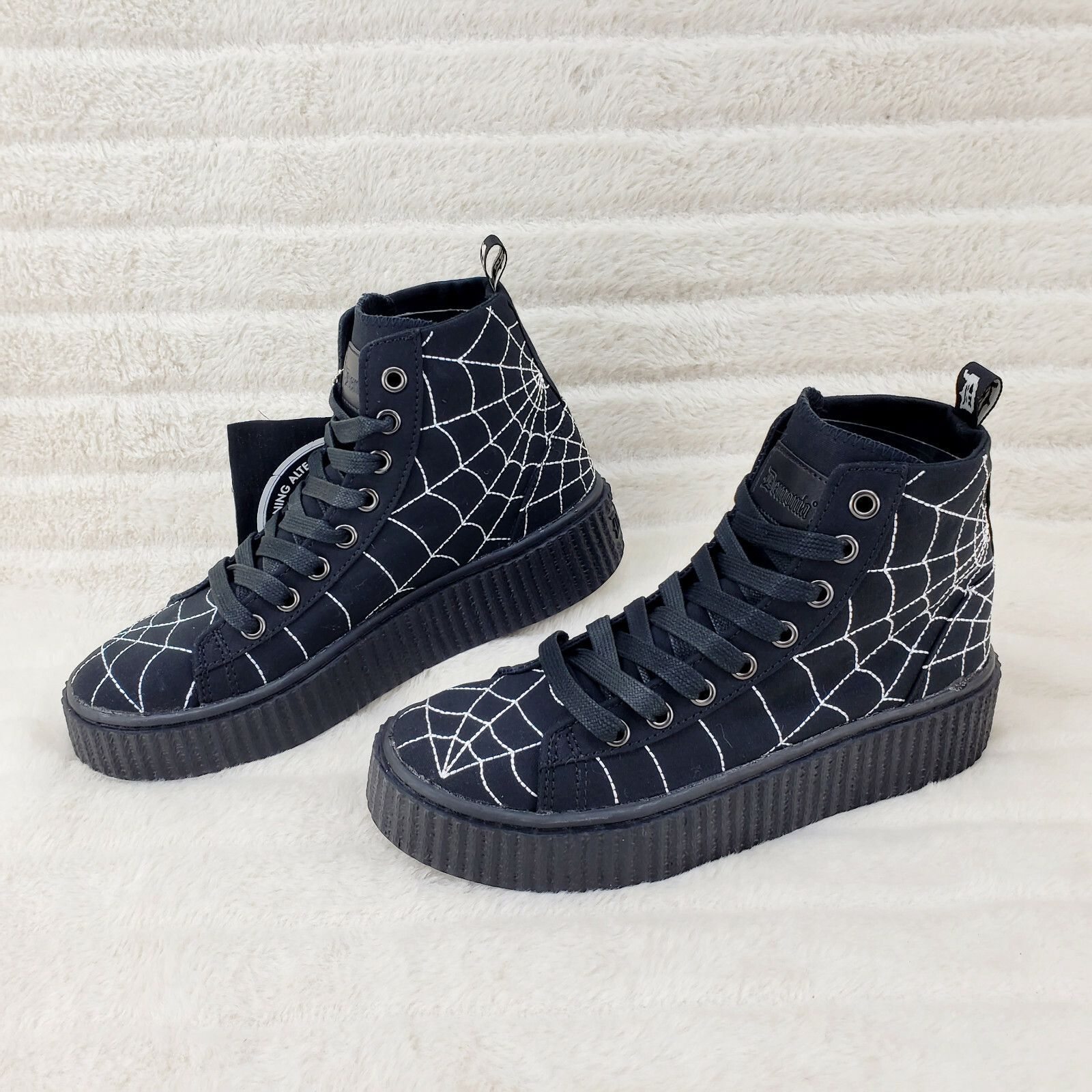 Demonia Cult DEMONIA Stitched Spider Web Hi-Top Creeper Sneaker Goth Pun Size US 13 / EU 46 - 3 Thumbnail