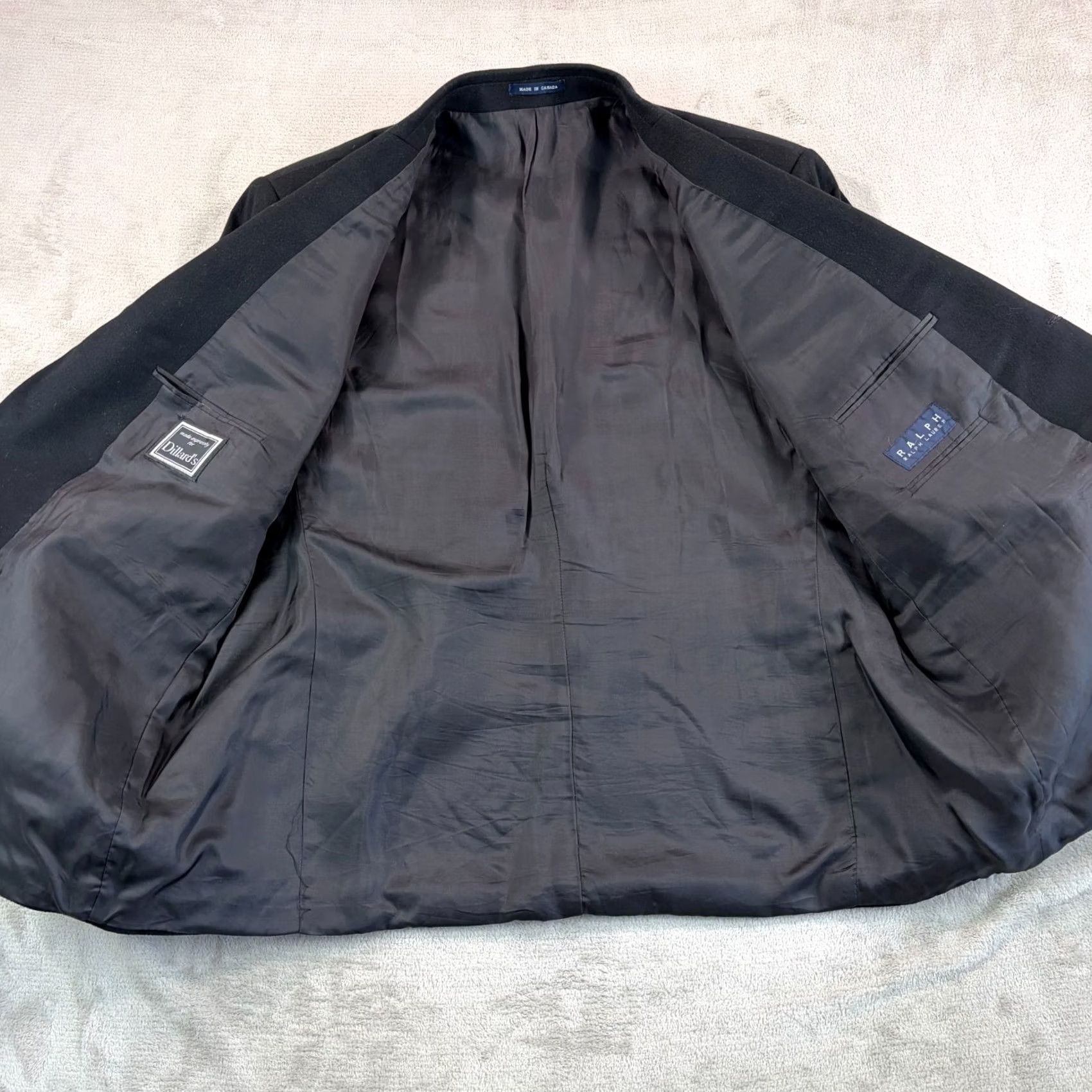 Ralph Lauren VINTAGE Ralph Lauren Blazer Black Wool Cashmere Men 52 Designer Sports Coat Size 52R - 6 Thumbnail