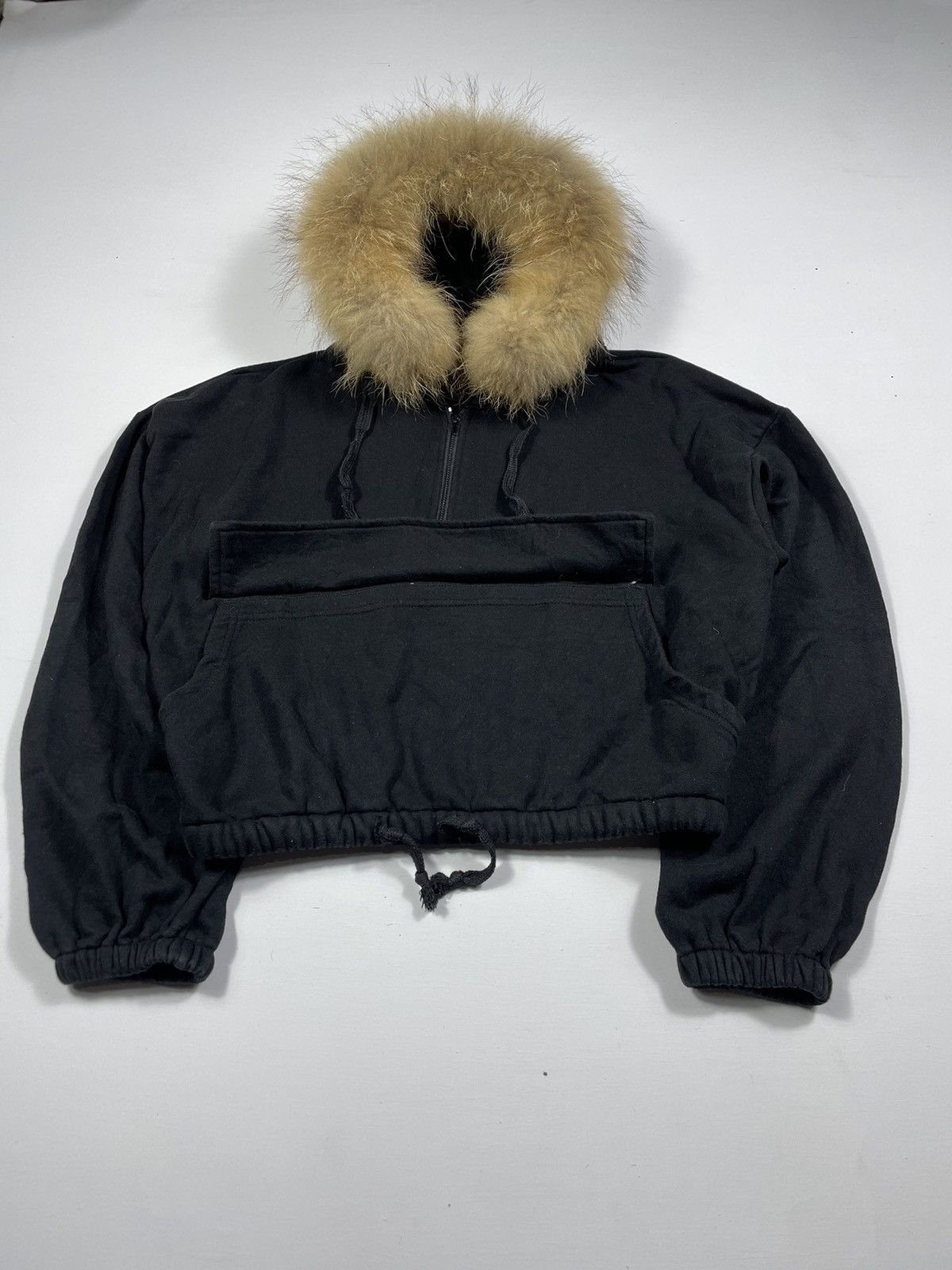 Japanese Brand Black Cropped Fur Hoodie lgb style S-M Size US S / EU 44-46 / 1 - 2 Thumbnail