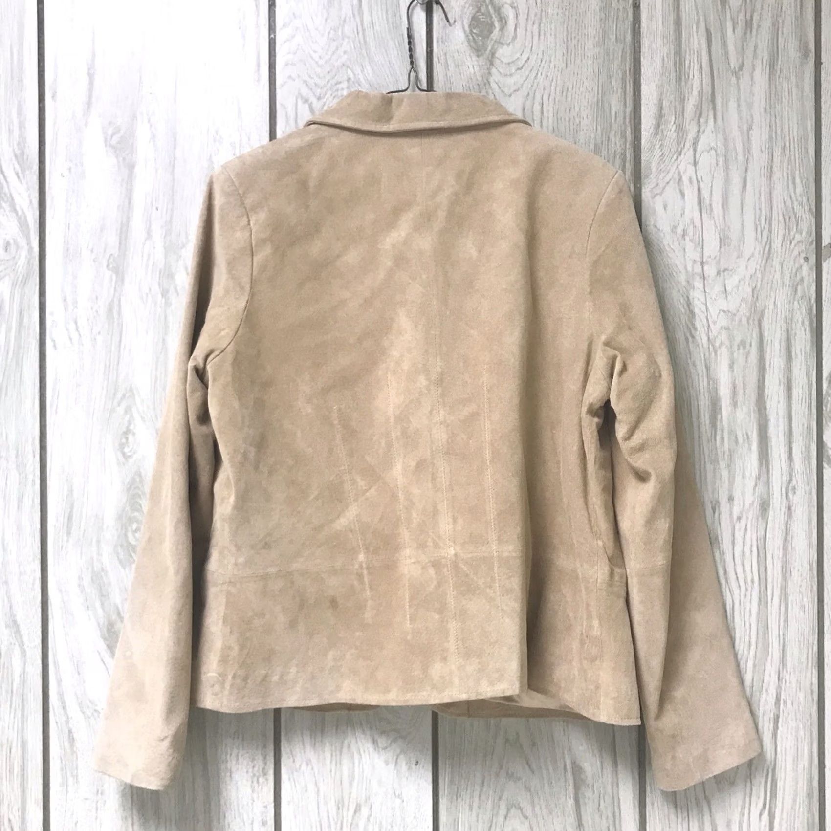 Camel Pursuits Ltd Women Camel Brown Leather Button-Up Career Blazer Jacket L Size L / US 10 / IT 46 - 2 Thumbnail