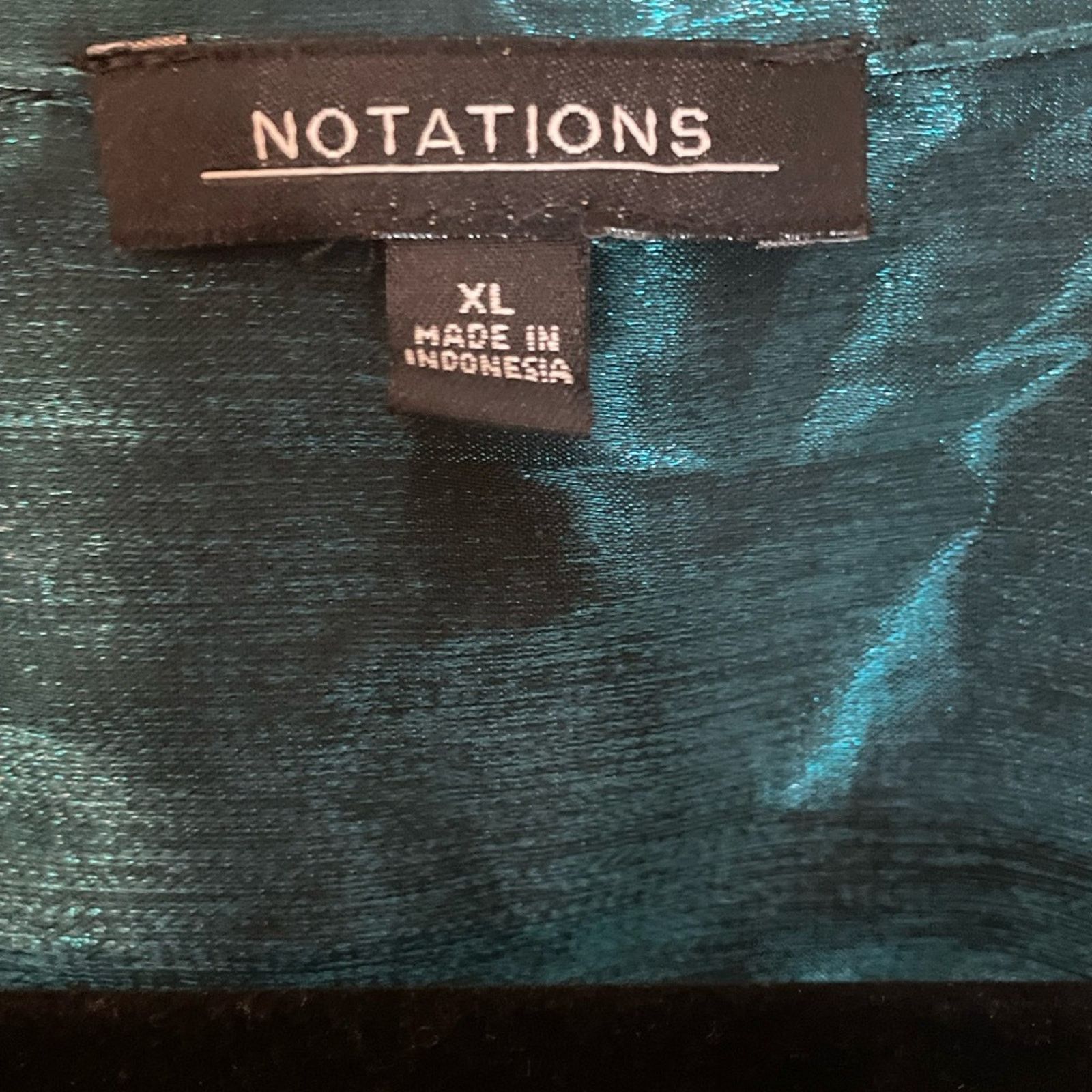 Other Notations Green Shimmery Button Down Blouse Size XL Size XL / US 12-14 / IT 48-50 - 5 Thumbnail