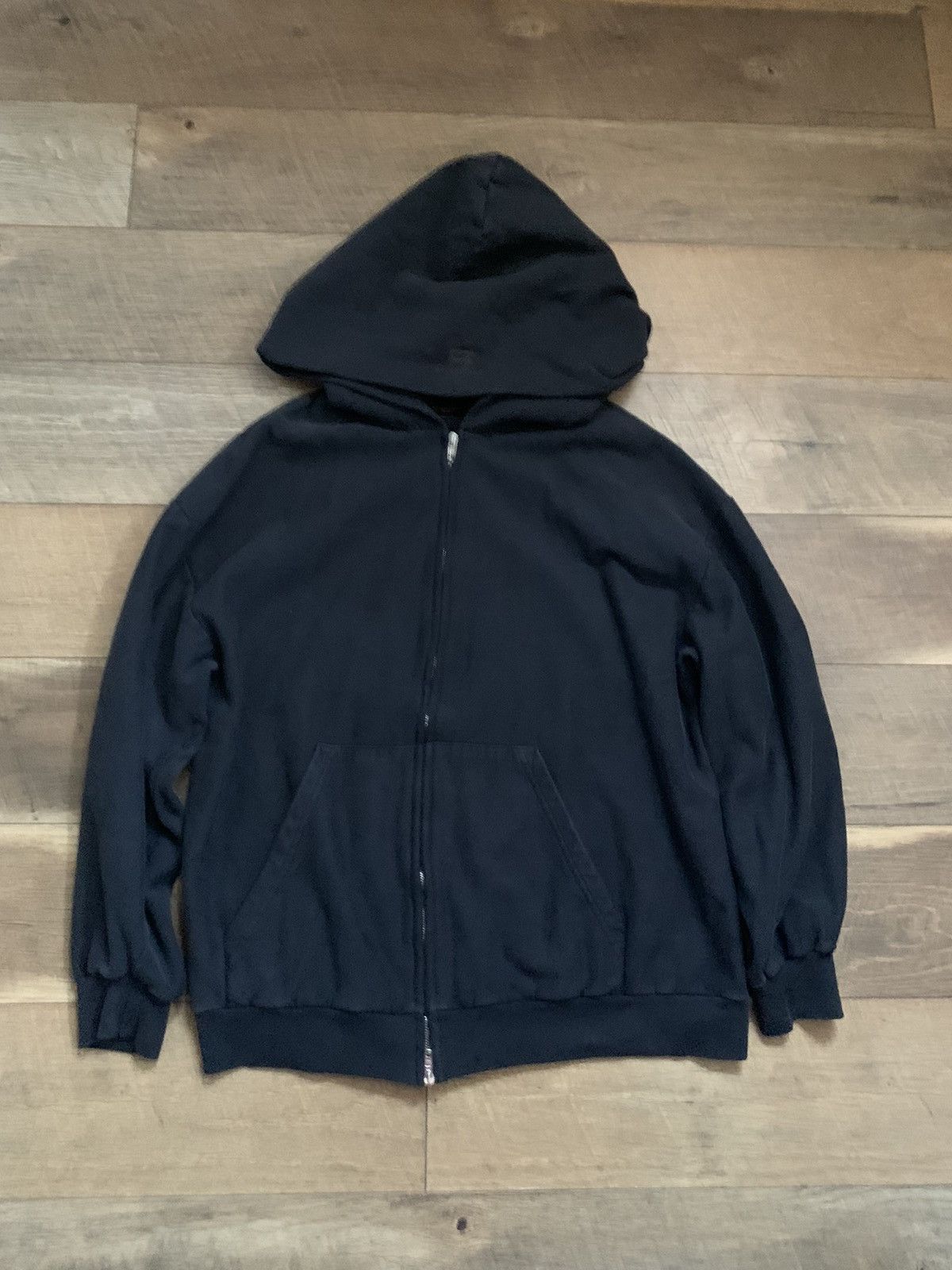 image of Balenciaga Small Fit Double Zip Hoodie in Black, Men's