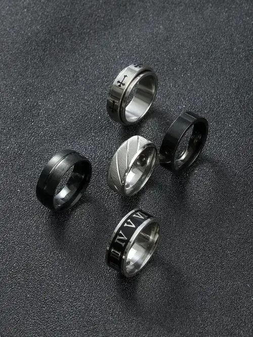Japanese Brand 5pcs Mens Ring Set Size ONE SIZE - 1 Thumbnail