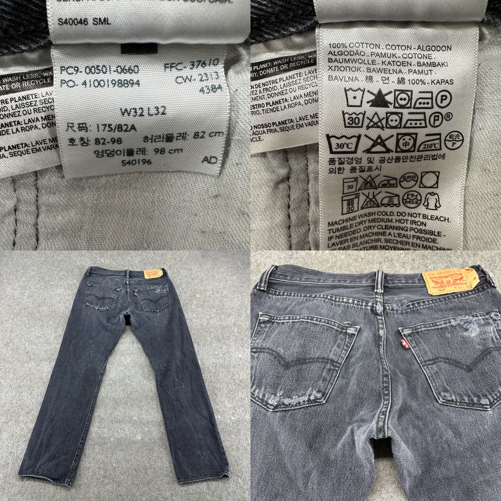 Levi's VINTAGE Levi's 501 Jeans Men 32x32 Black Distressed Straight Regular Denim 5-Pocket USA 80s 90s Hip Hop Cowboy Mens Size US 32 / EU 48 - 8 Thumbnail