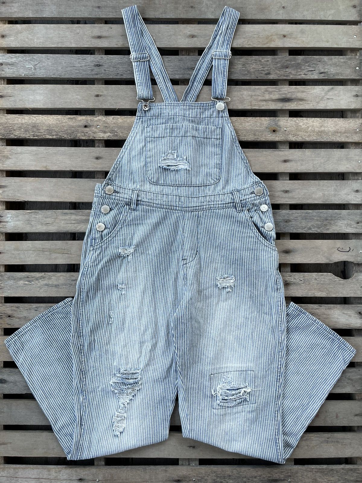 image of Avant Garde Distressed Hickory Overall in Hickory Stripe, Men's (Size 32)