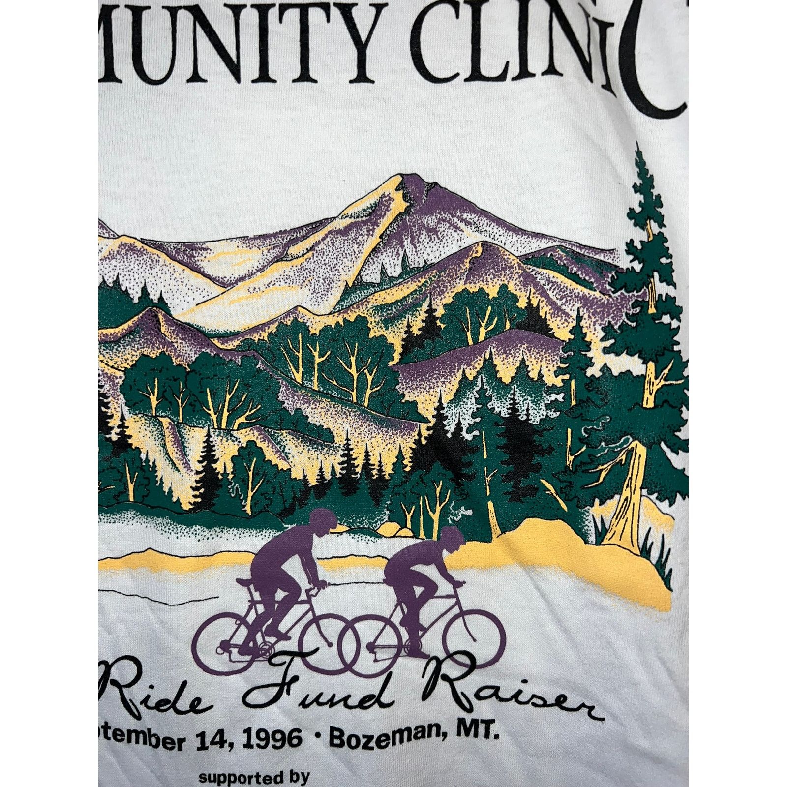 Jerzees 90s Gallatin Clinic Bike Ride Fund Raiser Shirt VTG 1990s M Size US M / EU 48-50 / 2 - 4 Thumbnail