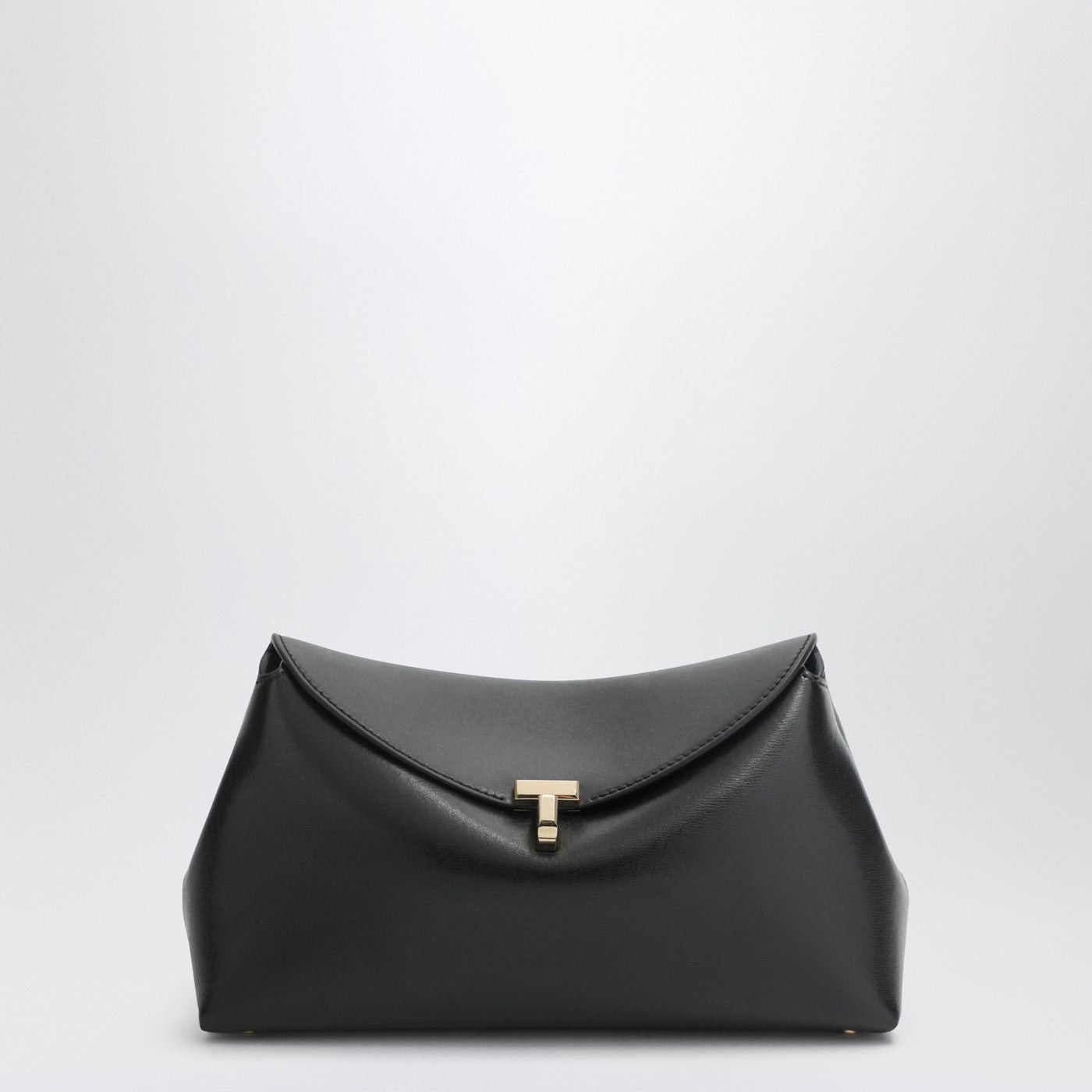 Toteme Black Leather T-Lock Clutch Bag, Women's