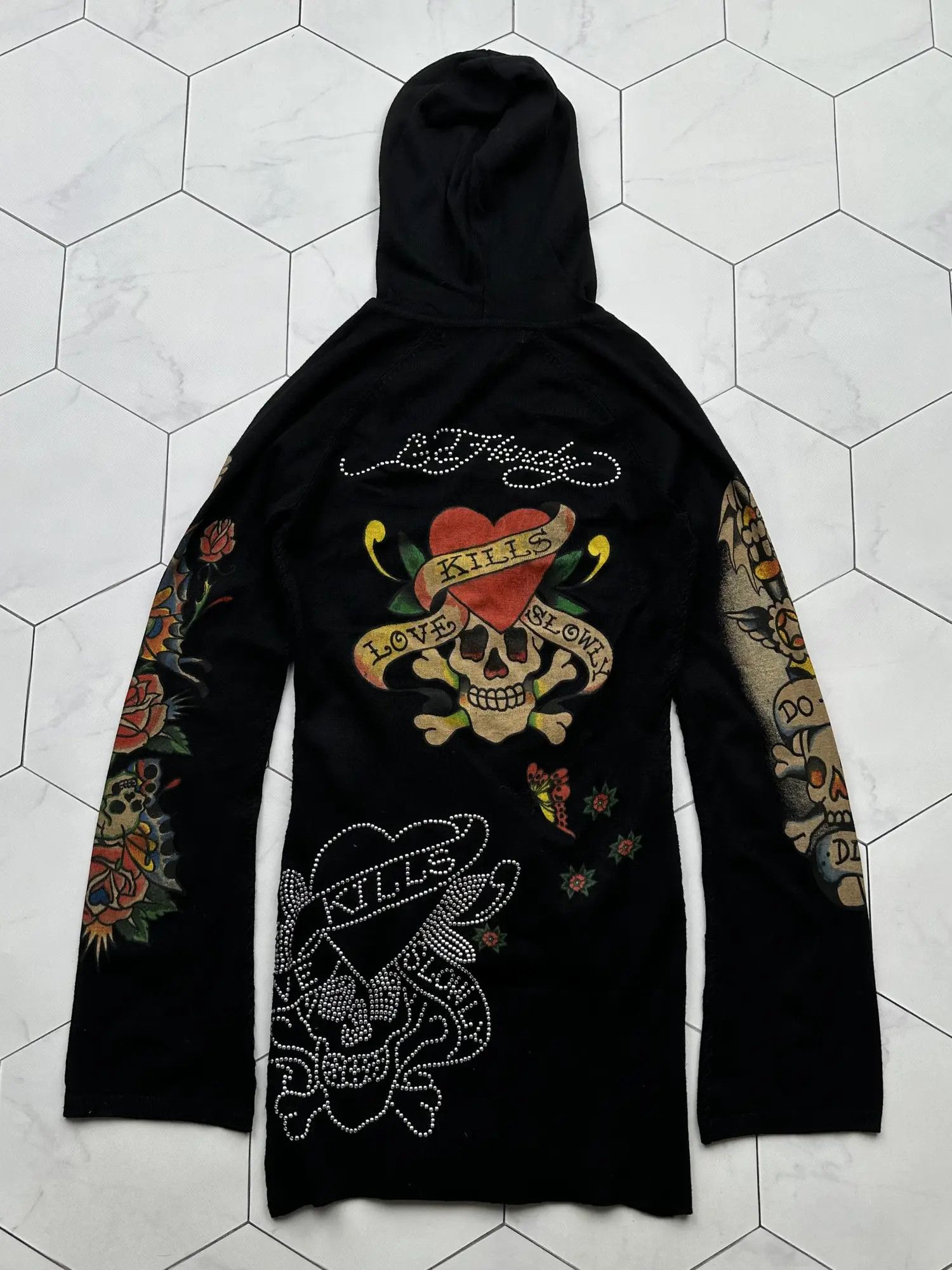 Christian Audigier Ed Hardy Vintage Hooded Dress (B72) Size S / US 4 / IT 40 - 7 Thumbnail