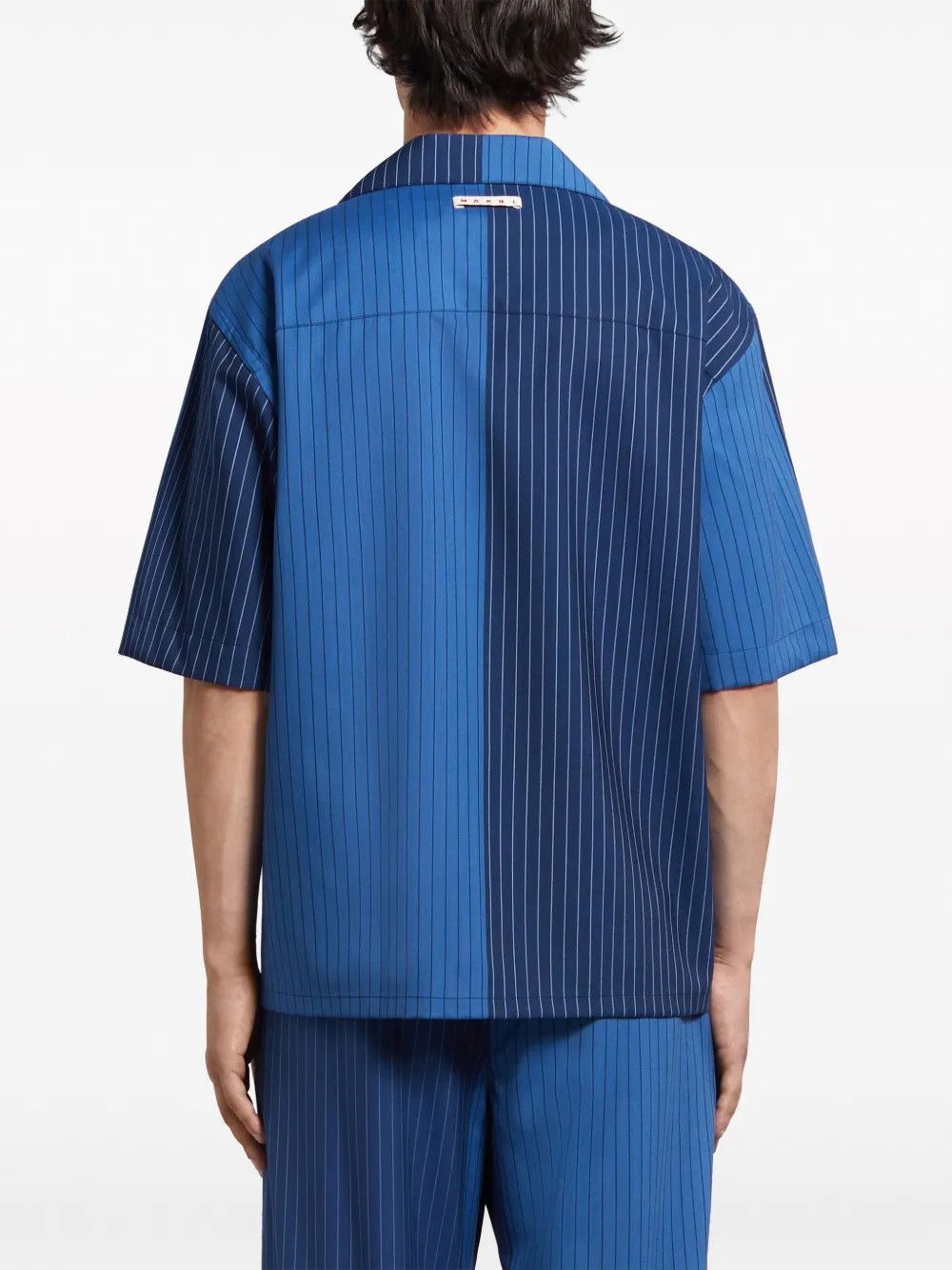 Marni o1w1db10125 Striped Virgin Wool Shirt in Navy Blue Size US XL / EU 56 / 4 - 2 Thumbnail
