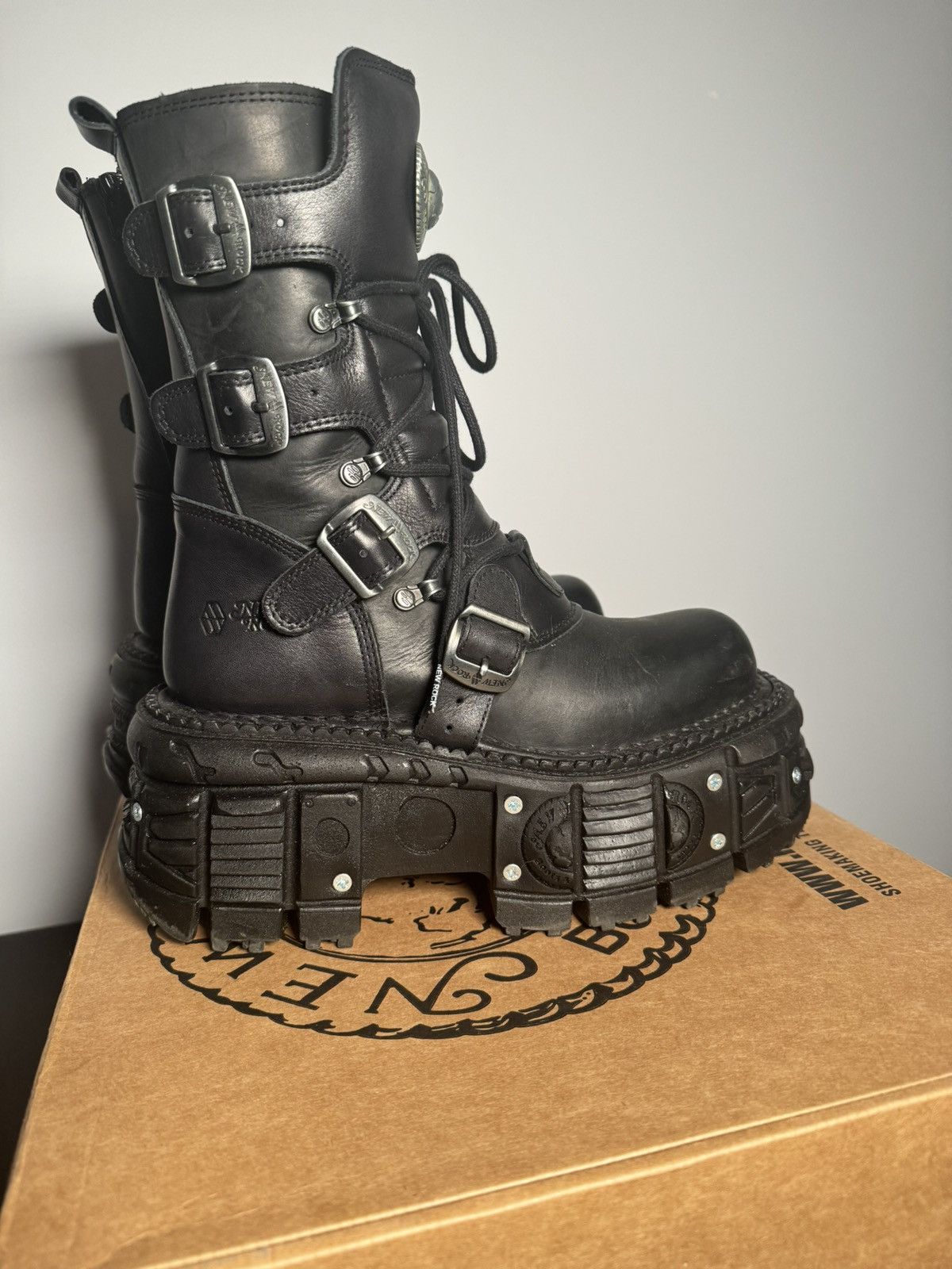 Genuine Leather × New Rock New Rock Platform Boots TANK373-S1 Leather Combat Buckles Size US 9 / EU 42 - 6 Thumbnail