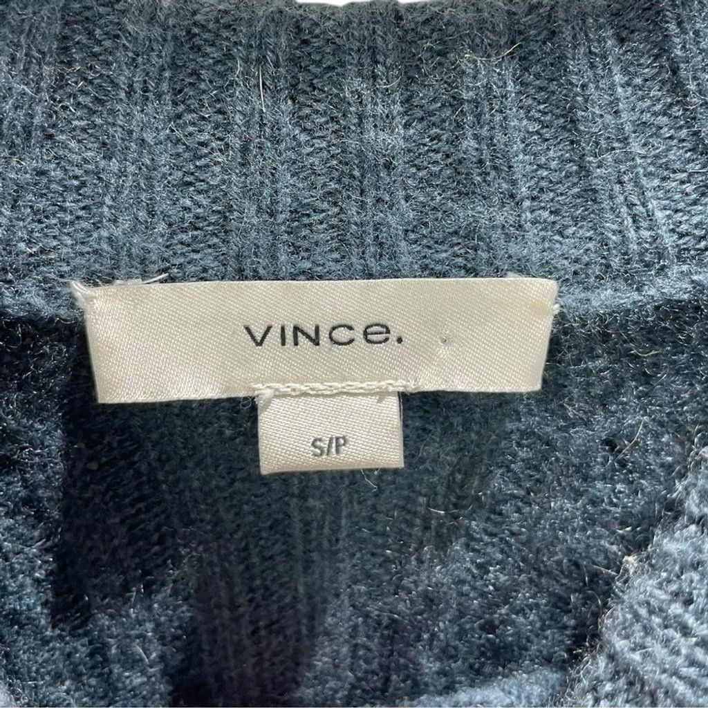 Vince Vince Dark Teal Cashmere Wool Ribbed Mock Neck Sweater S Size S / US 4 / IT 40 - 6 Thumbnail