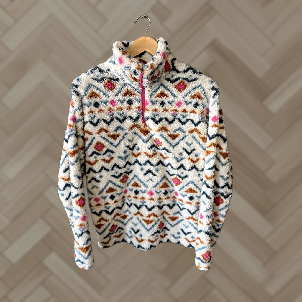 Eddie Bauer Eddie Bauer Womens White Abstract Sherpa Pullover Sweatshirt Size S Size S / US 4 / IT 40 - 1 Thumbnail