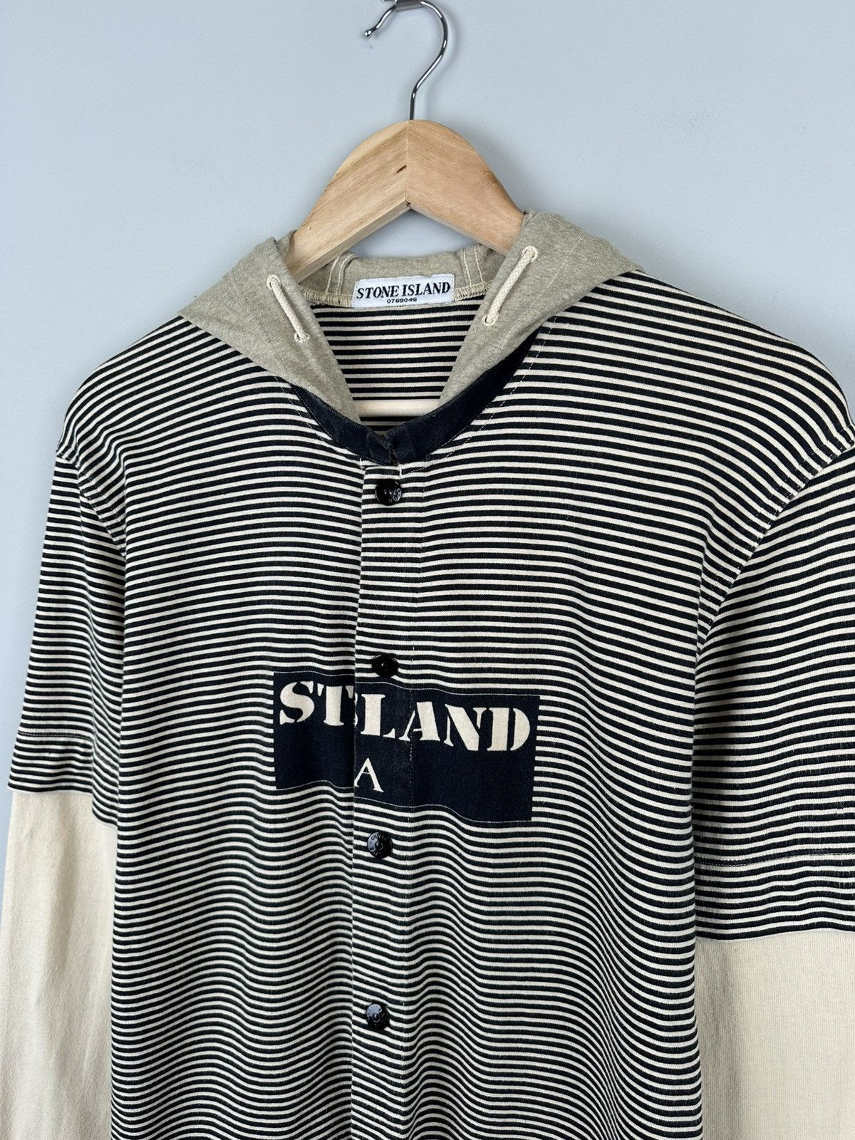 Stone Island × Vintage 90s Vintage Stone Island Hooded Snap Hoodie Size US S / EU 44-46 / 1 - 1 Thumbnail